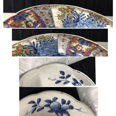 e1881 古伊万里 色絵 鉢 径26.5cm 皿 木箱入り 輪花鉢