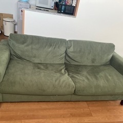 スモーキーグリーン　コーデュロイソファー
