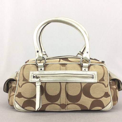 COACH コーチ 金レザー×シグネチャー ターンロック ミニボストンバッグ K05J 6231