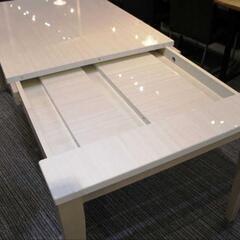 伸長式ダイニングテーブル130cm 〜180cm(白ホワイト) - 家具