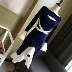 韓国 ドレス ワンピース フリル 袖フレア 