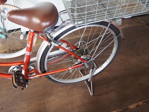 印象のデザイン ◇シティーサイクル カゴ2つ付き ママチャリ オレンジ 24インチ 自転車本体