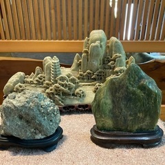大理石の彫刻の置物　他石の置物　３点セット