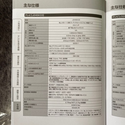 テレビ　maxzen  J24SK03型