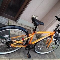 LASSEN[ラッセン]27吋 シティーサイクル 外装6段/オレンジxブラックの 