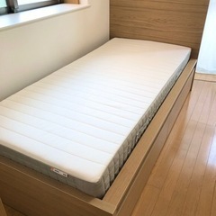 IKEA ベッド一式(フレーム・すのこ・マットレス・収納棚)