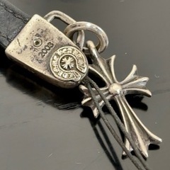 【正規品返金保証】ロサンゼルス本店スペシャルオーダー品！クロムハーツ レザー 携帯ストラップ シルバー タイニー CHクロス 正規品返金保証】ロサンゼルス本店スペシャルオーダー品！クロムハーツ