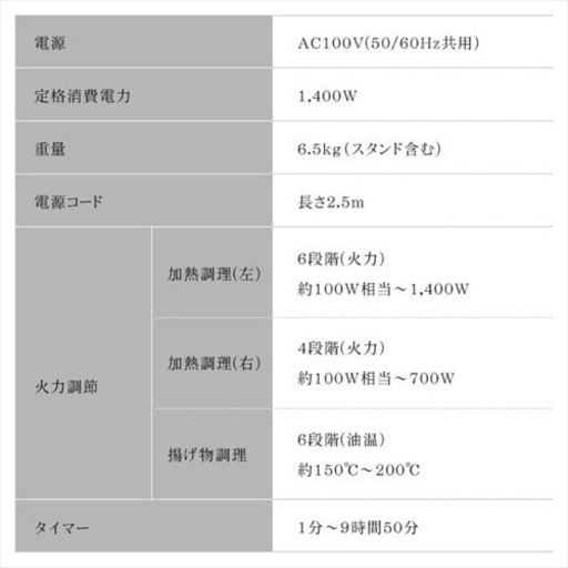 新品未開封 IHクッキングヒーター 2口 アイリスオーヤマ 卓上コンロ 脚付 工事不要 1400W IHK-W12SP-B