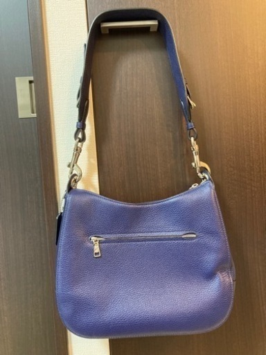 【未使用美品】コーチ COACH ショルダーバッグ ミッドナイトブルー ヴァーシティ ストライプ キャンバス ジップ ショルダーレディース