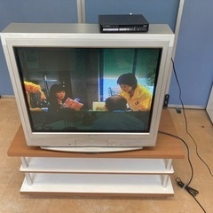 三菱　ブラウン管　カラーテレビ　TV台とチューナーセット
