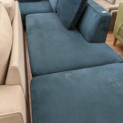 L字カウチソファ 3人掛けソファ ファブリック 青色 定価・13万円💳自社配送時🌟代引き可💳※現金、クレジット、スマホ決済対応※