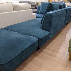 L字カウチソファ 3人掛けソファ ファブリック 青色 定価・13万円💳自社配送時🌟代引き可💳※現金、クレジット、スマホ決済対応※