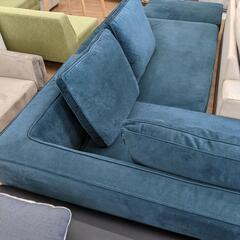 L字カウチソファ 3人掛けソファ ファブリック 青色 定価・13万円💳自社配送時🌟代引き可💳※現金、クレジット、スマホ決済対応※