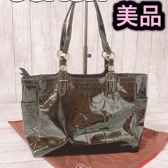 H1278 美品　COACH コーチ トート　パテントレザー　エ...