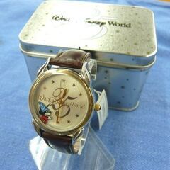 未使用品！ディズニーワールド 25周年記念 腕時計 限定品 ミッキーマウス 革バンド ブラウン 　札幌　西岡店の画像