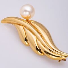 K18 アコヤ真珠 ブローチ 品番b21-217