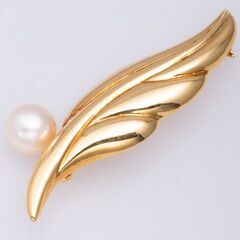 K18 アコヤ真珠 ブローチ 品番b21-217