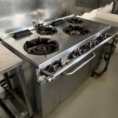 船形シンク＋4口コンロ＋業務用冷蔵庫　売約済