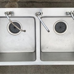 業務用 3口蛇口付き 二層 シンク 厨房用品 簡易洗浄済み 流し台 台所 キッチン 厨房機器 店舗用品 洗い場