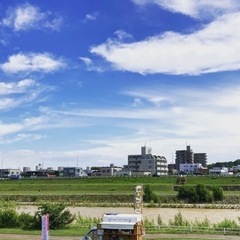 豊平川と風のコーヒーセット(夏の終わりの日差し付き)