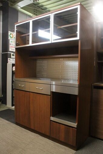 unico/ウニコ STRADA/ストラーダ キッチンボード 幅120 ステンレス天板 インダストリアル  食器棚 中古家具 店頭引取歓迎 R6239)