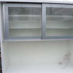 ◆ニトリ キッチンボード レジューム 120 ホワイト×アルミフレーム レンジボード 食器棚 収納◆