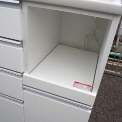 ◆ニトリ キッチンボード レジューム 120 ホワイト×アルミフレーム レンジボード 食器棚 収納◆