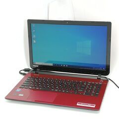 保証付 新品SSD Wi-Fi有 15.6型 レッド ノートパソコン 東芝 T45/NRY 中古