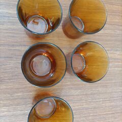 フランス製グラス（茶色）5個