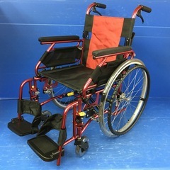 自走式車いす 多機能型 軽量コンパクトタイプ PMS-3R 車椅子 車いす レッド