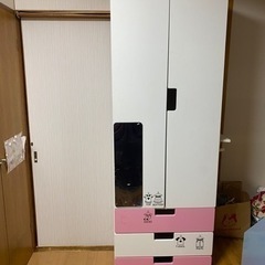 子供部屋　タンス　収納　クローゼット　白　ピンク