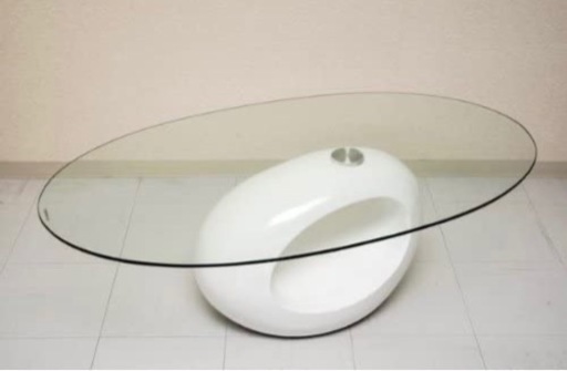 【急募10/11まで】 引き取りの方限定でさらに4800円割引⭐︎アート・ガラステーブル センターテーブル デザイン家具 (白)