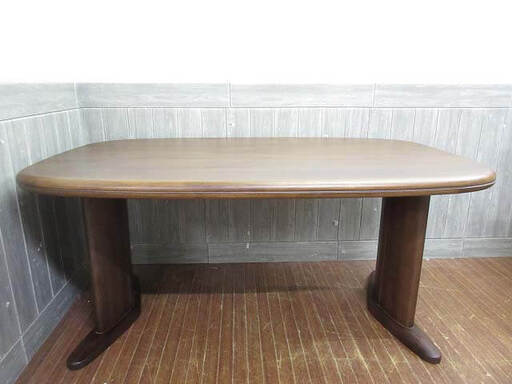 ss3962　マルニ　ダイニングテーブル　幅150cm　ブラウン　maruni　食卓　天然木　木製　長角　レトロ　リビングテーブル　茶　長方形　ラウンド　重厚感