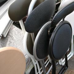 ●丸パイプ椅子⑥●3脚セット●デザインバラバラ