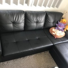 幅206 レザーソファー3人がけ　美品　オットマン付き
