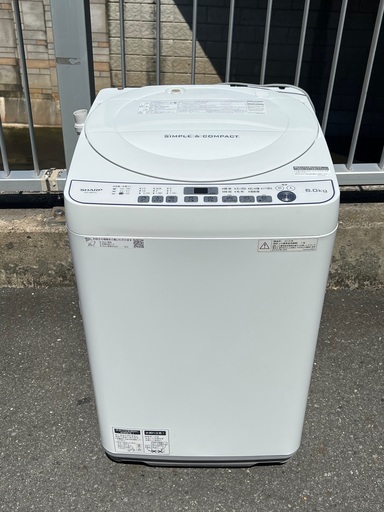 ￥17600(税込) 全自動洗濯機　Sharp ES-G60TC−W  2018年製　6KG (8-08)