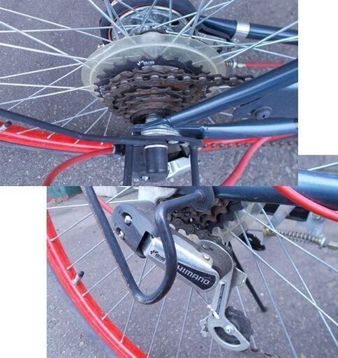 シティサイクル 27インチ RESIKURO ネイビー 赤 自転車 6段変速