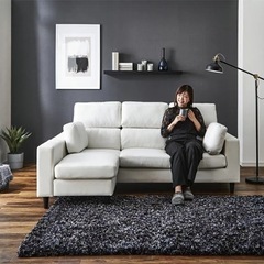 ホワイトレザー ハイバック　ソファ ほぼ新品】ハイバックソファ ホワイト