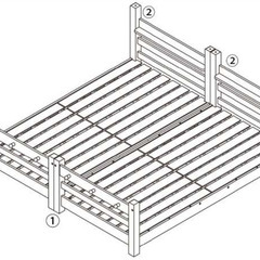【ネット決済】無垢パイン材ベッド２台分バラ（２段ベッドにする為の...
