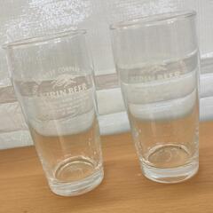 0810-032 昭和レトロ　キリンビール　グラス　2個セット