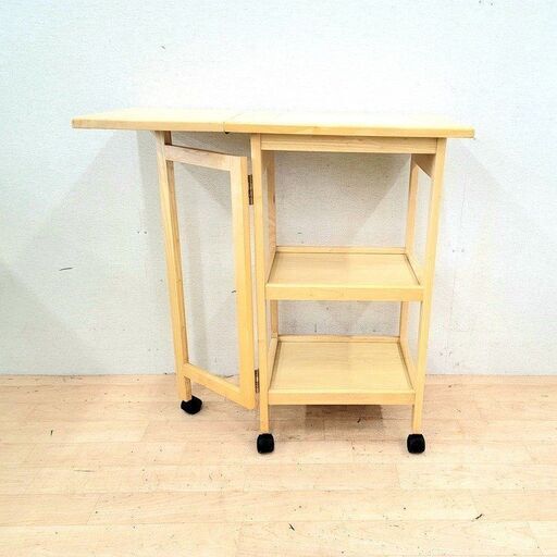 濱本工芸 木製キッチンワゴン ブラウン キャスター付き ☆ 浜本工芸