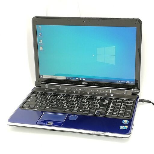 日本製 新品SSD 15.6型 ブルー ノートパソコン 富士通 AH700/5B 中古良品 Core i5 4GB BD 無線 カメラ Windows10 Office