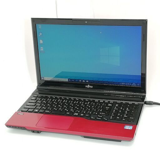 新品SSD 15.6型 赤色 ノートパソコン 富士通 AH45/K 中古美品 第3世代 Core i3 4GB BD 無線 Webカメラ Windows10 Office