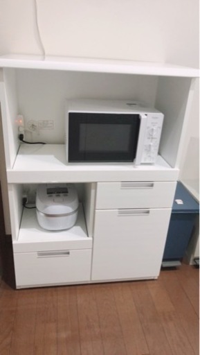 ニトリ シンプル 電子レンジ棚 収納棚 キッチン棚 白 はる 鶴見市場の収納家具 食器棚 キッチン収納 の中古あげます 譲ります ジモティーで不用品の処分