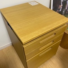 学習机 デスク 天然木 サイドラック ワゴン ライト 付き