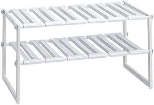 キッチン収納 シンク下フリーラック ワイド 伸縮タイプ 幅50~75×奥行39.4×高さ40cm ホワイト KW2-EX