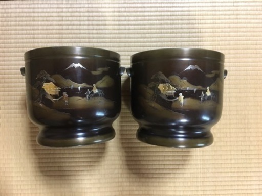 和式レトロ火鉢2個セット　軽くて使いやすい、専用の箱付き