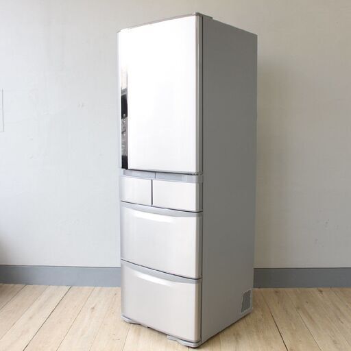 【神奈川pay可】T230)日立 5ドア R-K42F(SH) 401L 2015年製 ハイブライトステンレス 幅60cm 自動製氷 LED照明 野菜室75L ノンフロン冷凍冷蔵庫 HITACHI