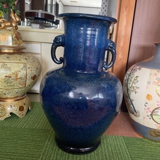 陶磁器　置物　藍色