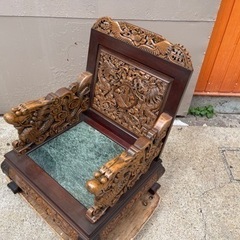 台湾から輸入　応接セット　木彫り　長椅子　小椅子2本　3点セット-フェイラー ラブラリーベーカリー バッグ トートバッグ パン柄